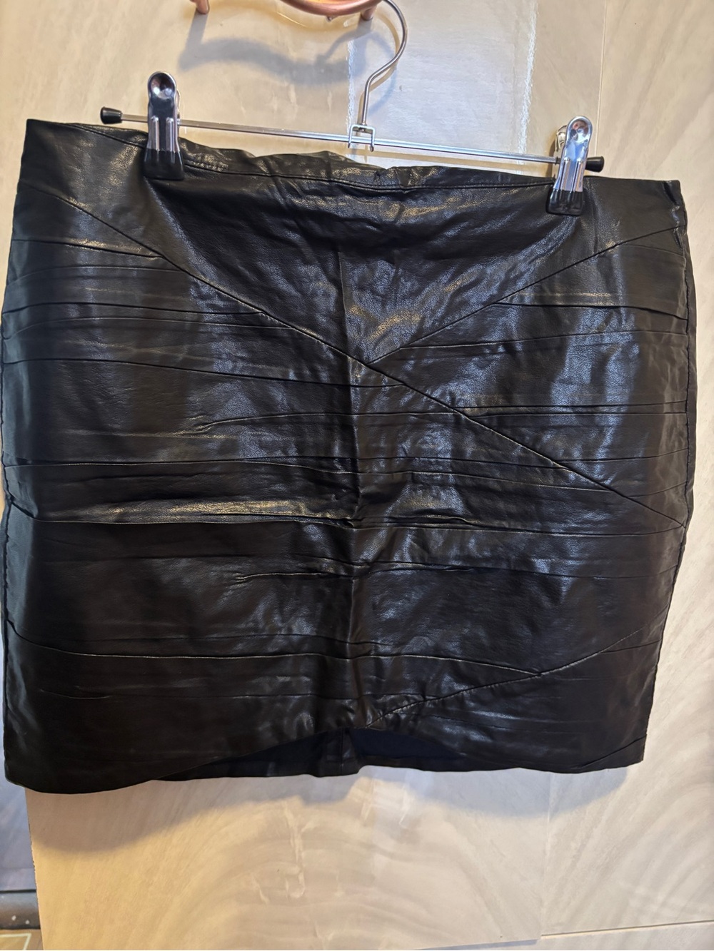 Zara Black Faux Leather Mini Skirt with Paneled Detailing